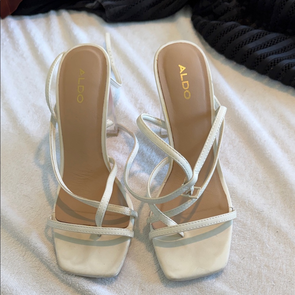 Aldo Elegant White Strappy Heels
